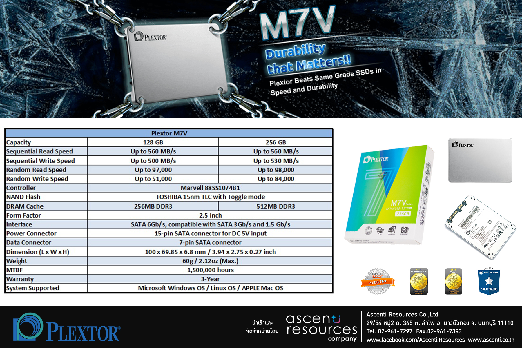 Ascenti Resources เปิดตัว SSD NEW SERIES คุณภาพระดับ TOP-CLASS “PLEXTOR M7V” 