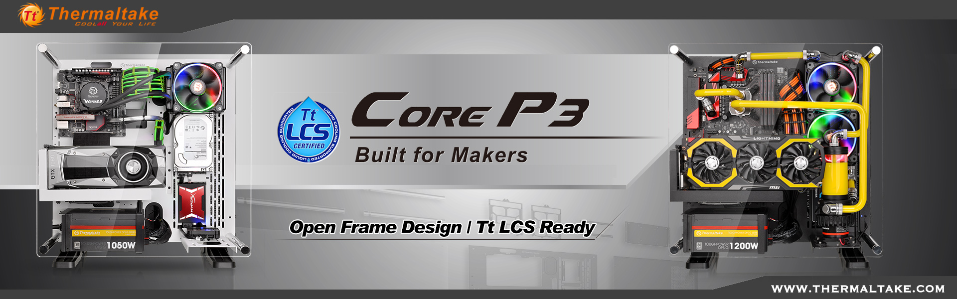 thermaltake announces core p3 atx wall mount chassis series The New Thermaltake Core P3 ATX Wall Mount Chassis Series Panoramic Viewing PC  Snow White and Black Edition