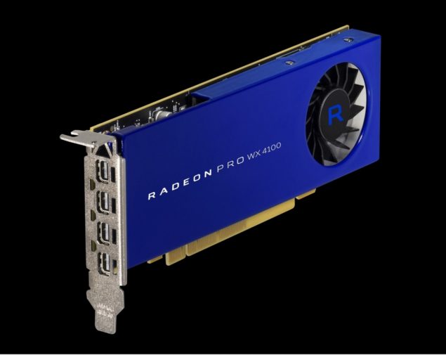 amd radeon pro wx 4100 graphics card 635x505 AMD ประกาศเปิดตัวกราฟฟิคการ์ดระดับมืออาชีพในตระกูล Radeon Pro WX ที่ใช้สถาปัตยกรรม Polaris