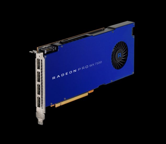 amd radeon pro wx 7100 graphics card 635x550 AMD ประกาศเปิดตัวกราฟฟิคการ์ดระดับมืออาชีพในตระกูล Radeon Pro WX ที่ใช้สถาปัตยกรรม Polaris