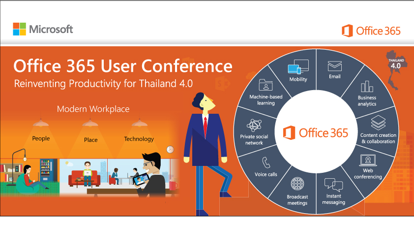 banner user conference ไมโครซอฟท์ประกาศพร้อมหนุนทุกองค์กรสู่ยุคดิจิทัล ในงาน Office 365 User Conference ครั้งแรกในประเทศไทย