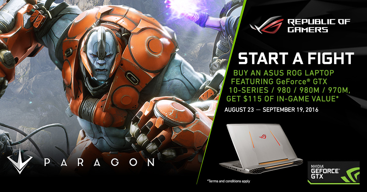 asus rog nvidia paragon ASUS จับมือ NVIDIA มอบเครดิตในเกม Paragon ฟรี! สำหรับผู้ซื้อโน้ตบุ๊ก ASUS ROG ที่ใช้กราฟิกชิป GeForce GTX รุ่นที่ร่วมรายการ