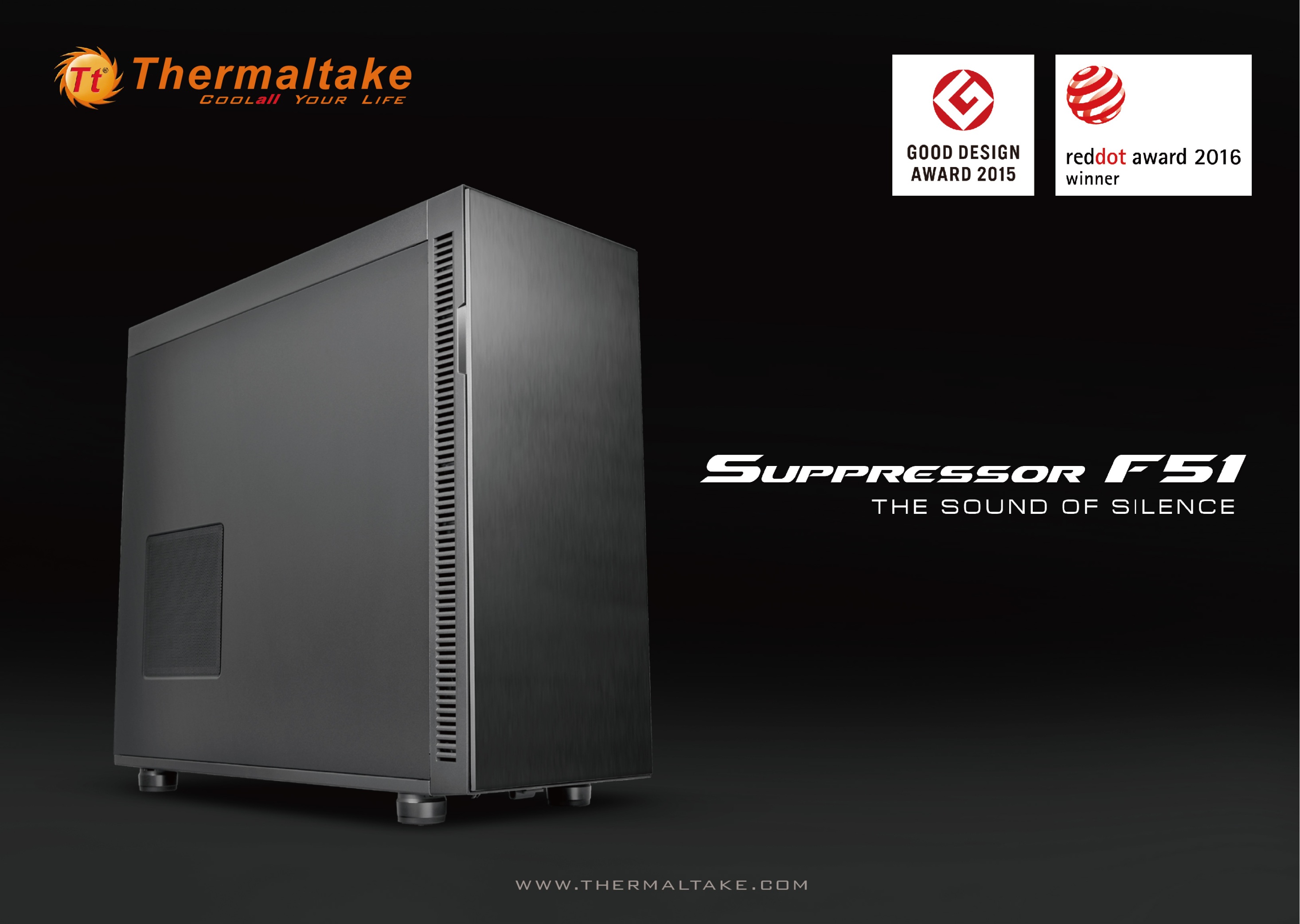 thermaltake supppressor f51 window mid tower chassis Thermaltake และ Tt eSPORTS ได้รับรางวัลชนะเลิศ “Red Dot Award: Product Design 2016” 