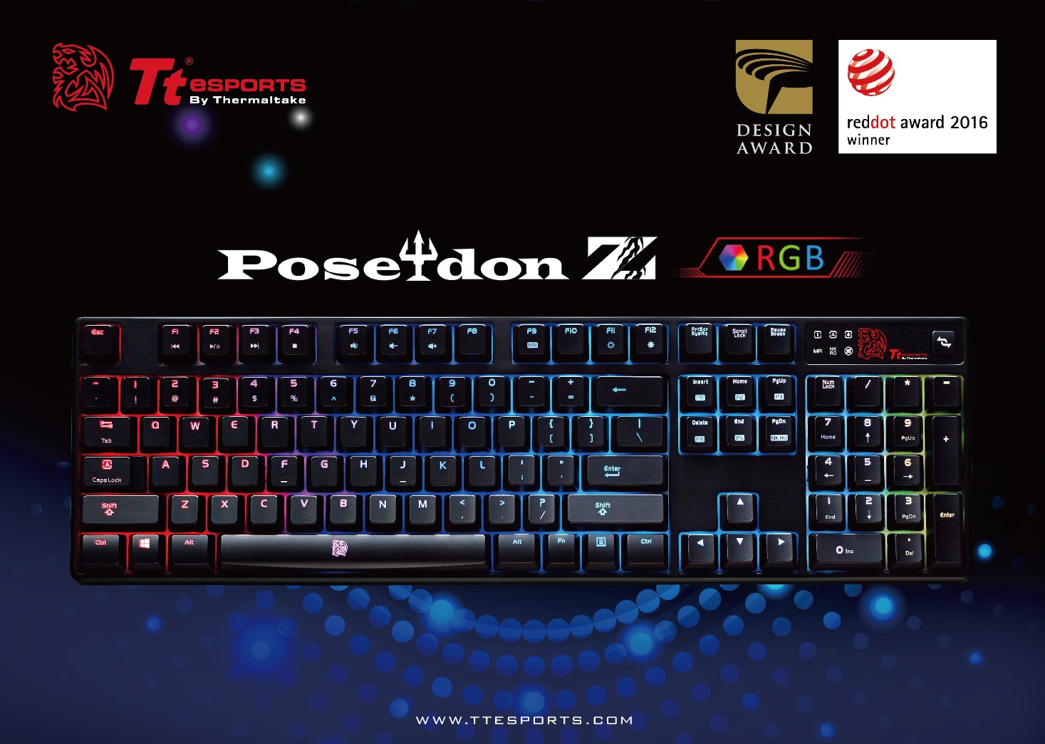 tt esports poseidon z rgb gaming keyboard Thermaltake และ Tt eSPORTS ได้รับรางวัลชนะเลิศ “Red Dot Award: Product Design 2016” 