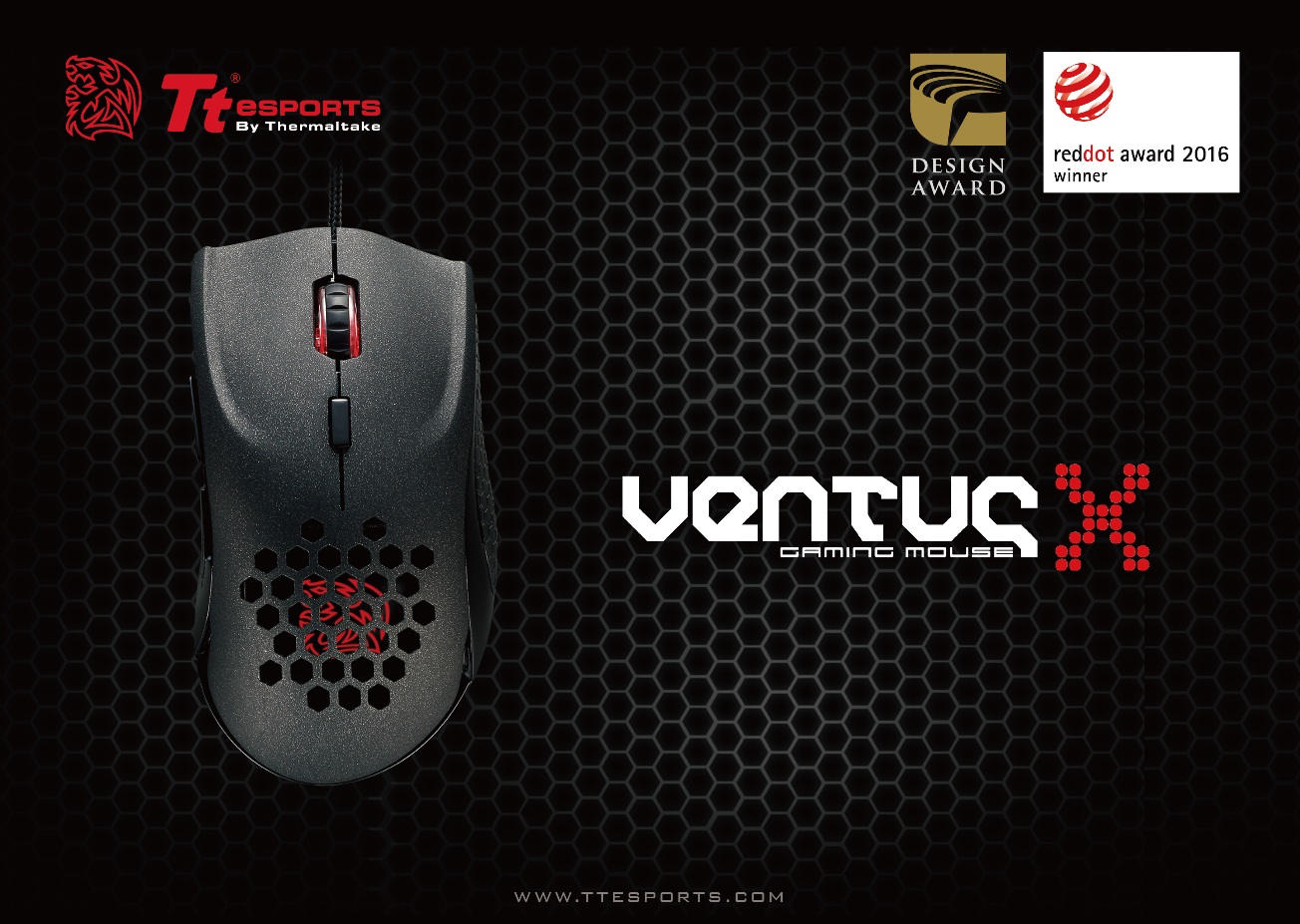 tt esports ventus x gaming mouse 1 Thermaltake และ Tt eSPORTS ได้รับรางวัลชนะเลิศ “Red Dot Award: Product Design 2016” 