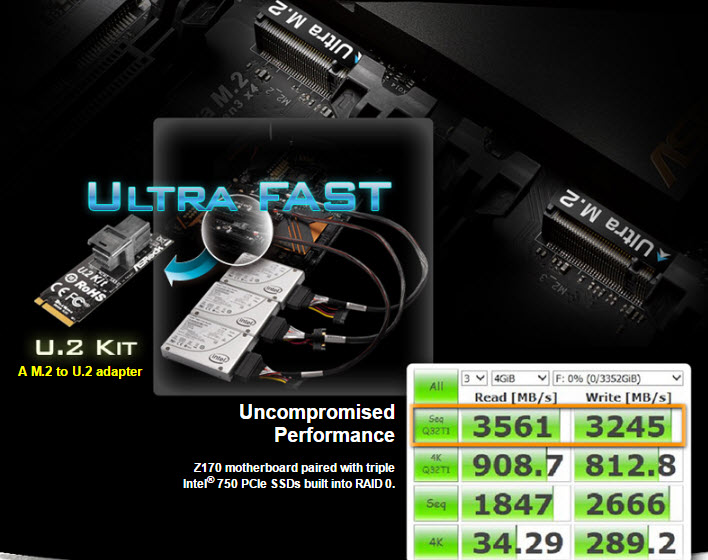 ultra m2 ASRock Z170 Extreme7+ เมนบอร์ดเพื่อนักออกแบบและผู้ใช้ซอฟต์แวร์ระดับมืออาชีพ