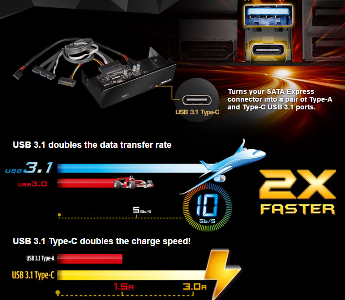 usb type c ASRock Z170 Extreme7+ เมนบอร์ดเพื่อนักออกแบบและผู้ใช้ซอฟต์แวร์ระดับมืออาชีพ