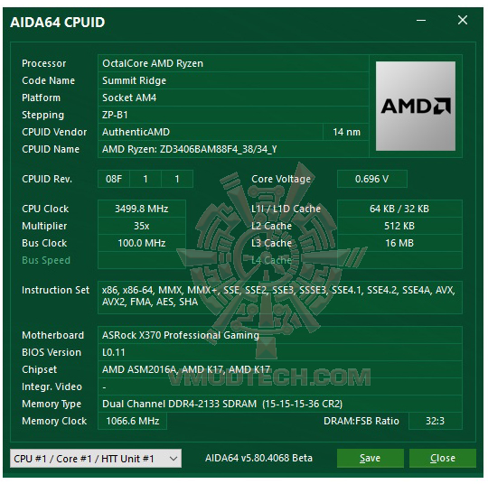 aida64 cpuid AMD RYZEN 7 1700X REVIEW 