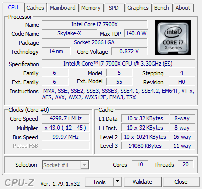 cpu z ผลทดสอบ Intel Core i9 7900X อย่างเป็นทางการก้าวสู่ซีพียูเดสก์ท๊อปที่แรงที่สุดในโลก ณ ปัจจุบัน