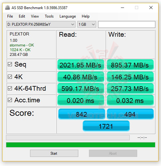 as ssd Plextor M8Se 256GB NVMe SSD Review