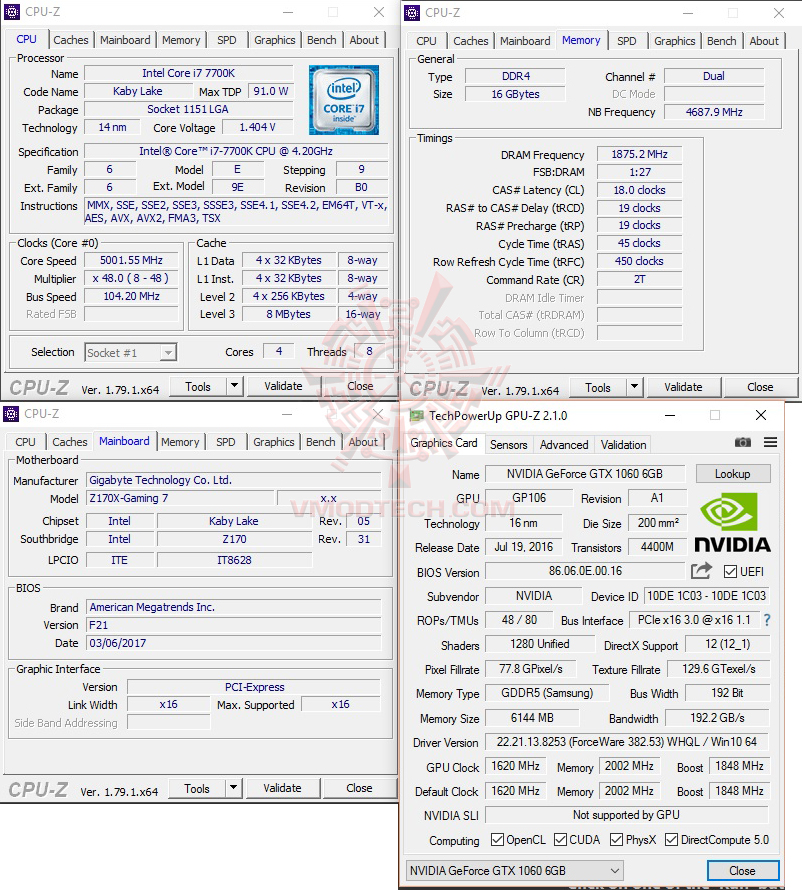 cpuid GIGABYTE GA Z170X Gaming 7 On Intel Core i7 7700K Review