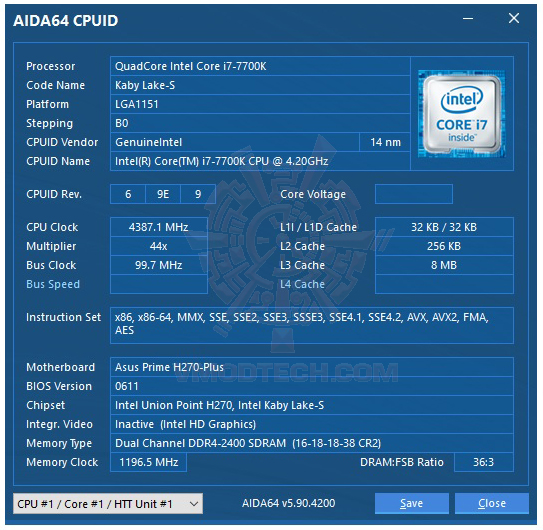 aida64 ASUS PRIME H270 PLUS REVIEW