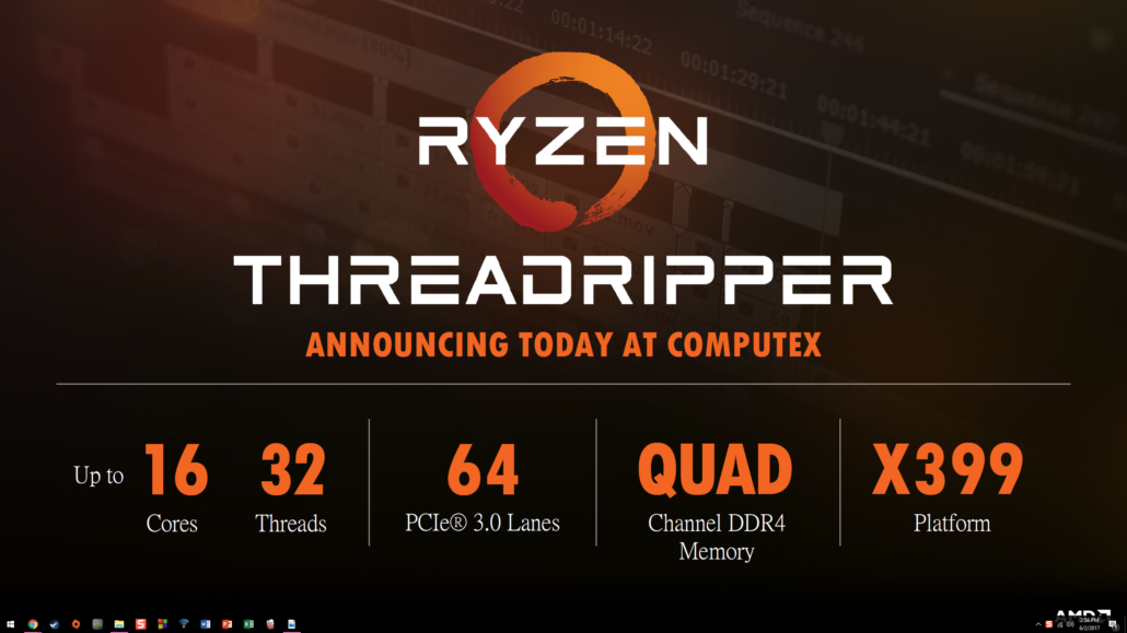 amd ryzen threadripper 2 1030x579 ผลทดสอบเปรียบเทียบ AMD Ryzen Threadripper 1950X 3.4 GHz 16 Core 32Threads และ Intel Core i9 7900X 10 Core 20Threads พร้อมสเปครายละเอียด