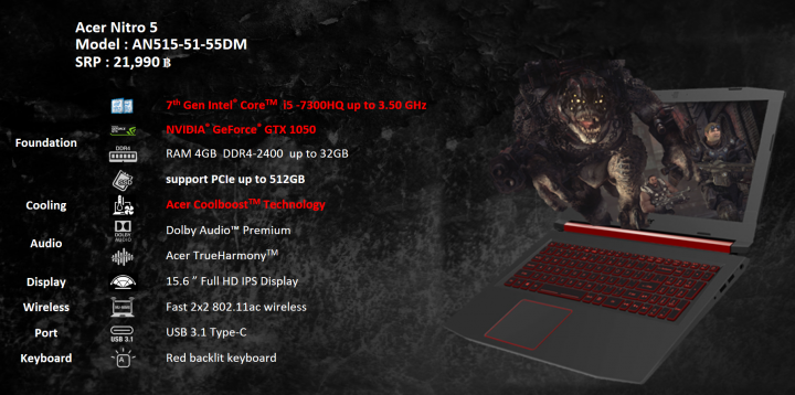 3 720x358 Acer Nitro 5 เปิดตัวพร้อมกัน 3รุ่นกับสเปคขุมพลัง AMD FX และ Intel Core i5 ในราคาสุดคุ้ม 