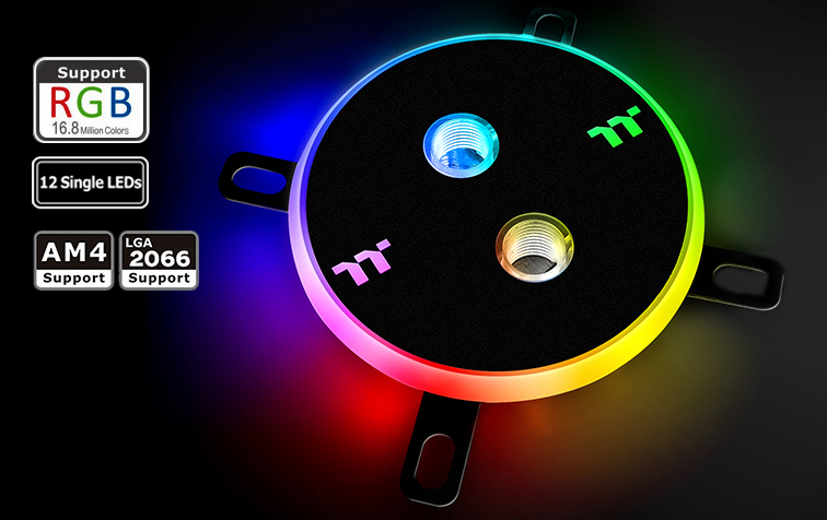 thermaltake launches 16 8 million colors led water block the new pacific w4 plus cpu water block1 Thermaltake เปิดตัวบล๊อกชุดน้ำ Pacific W4 Plus CPU Water Block ที่มีสีแสดงผลถึง 16.8 ล้านสี LED RGB รุ่นใหม่ล่าสุด