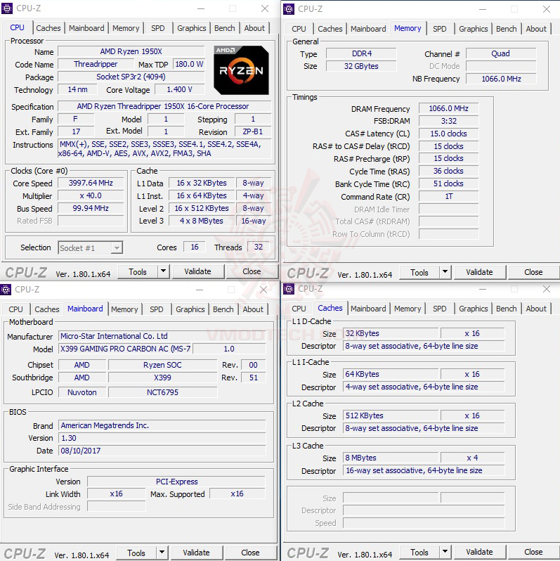 cpuid MSI X399 GAMING PRO CARBON AC REVIEW