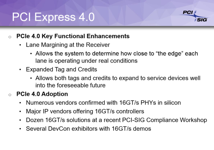 specs pci express 4 4 740x520 แบรนด์วิธขยับกันอีกแล้ว PCI Express 4.0 ที่แรงเป็นสองเท่ากำลังมาในปี 2017นี้ และ PCIe 5.0 จะมาภายในปี 2019 