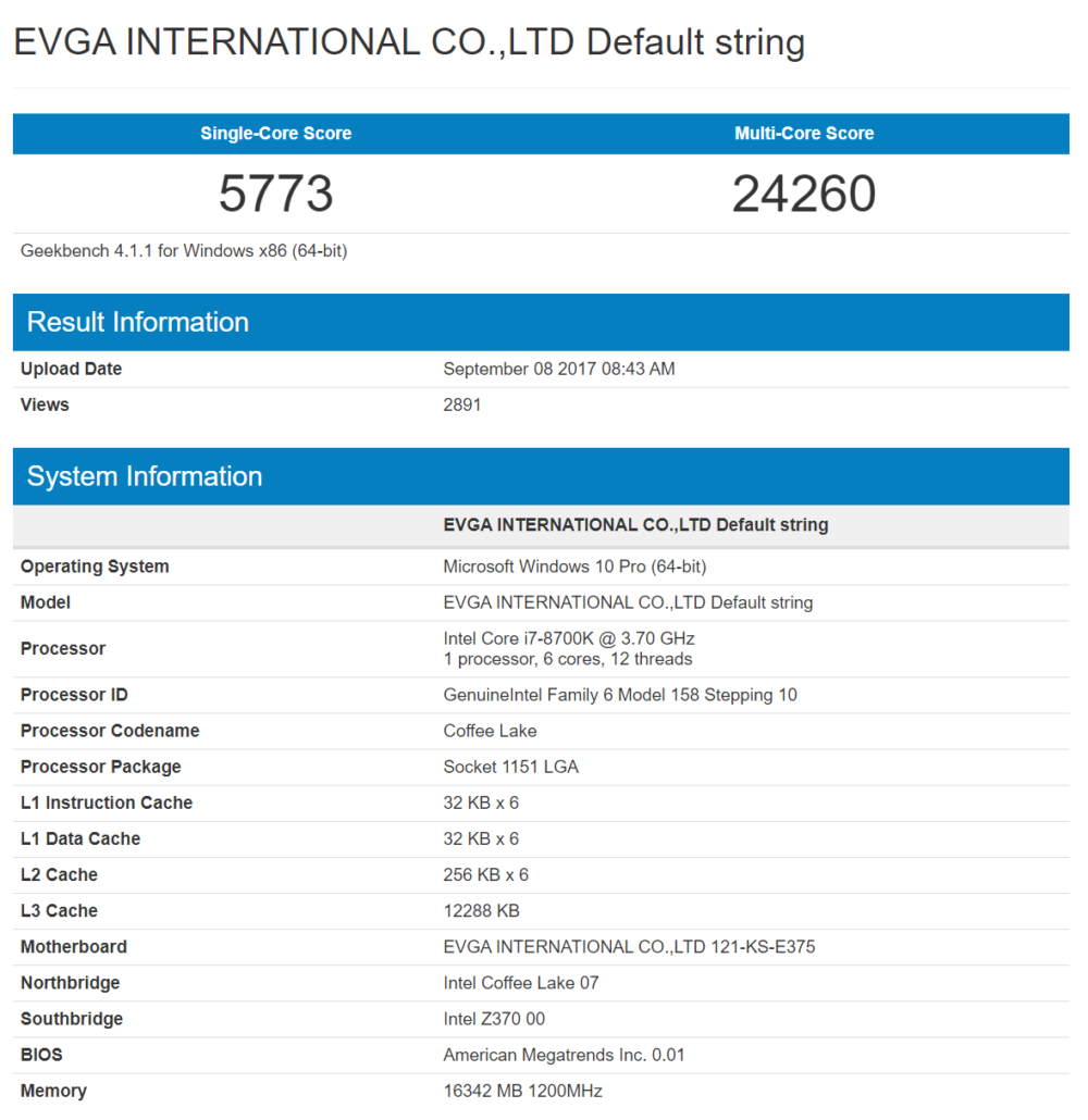 evga i7 8700k evga z370 motherboard 1000x1030 ผลทดสอบ Intel Core i7 8700K 8th Gen Coffee Lake อย่างไม่เป็นทางการ 