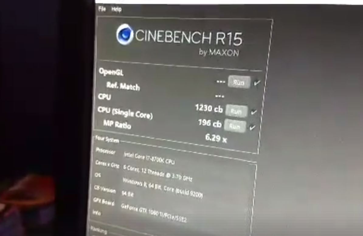 intel i7 8700k cinebench r15 ผลทดสอบ Intel Core i7 8700K 8th Gen Coffee Lake อย่างไม่เป็นทางการ 