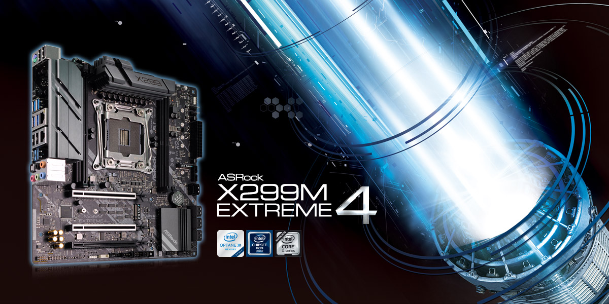 limited space unlimited power aee2809cx299m extreme4 ASRock เตรียมเปิดตัวเมนบอร์ดรุ่นเล็ก Micro ATX 3รุ่น Intel X299 และ AMD X399 ในงาน CES 2018 ที่ลาสเวกัส ประเทศสหรัฐอเมริกา 