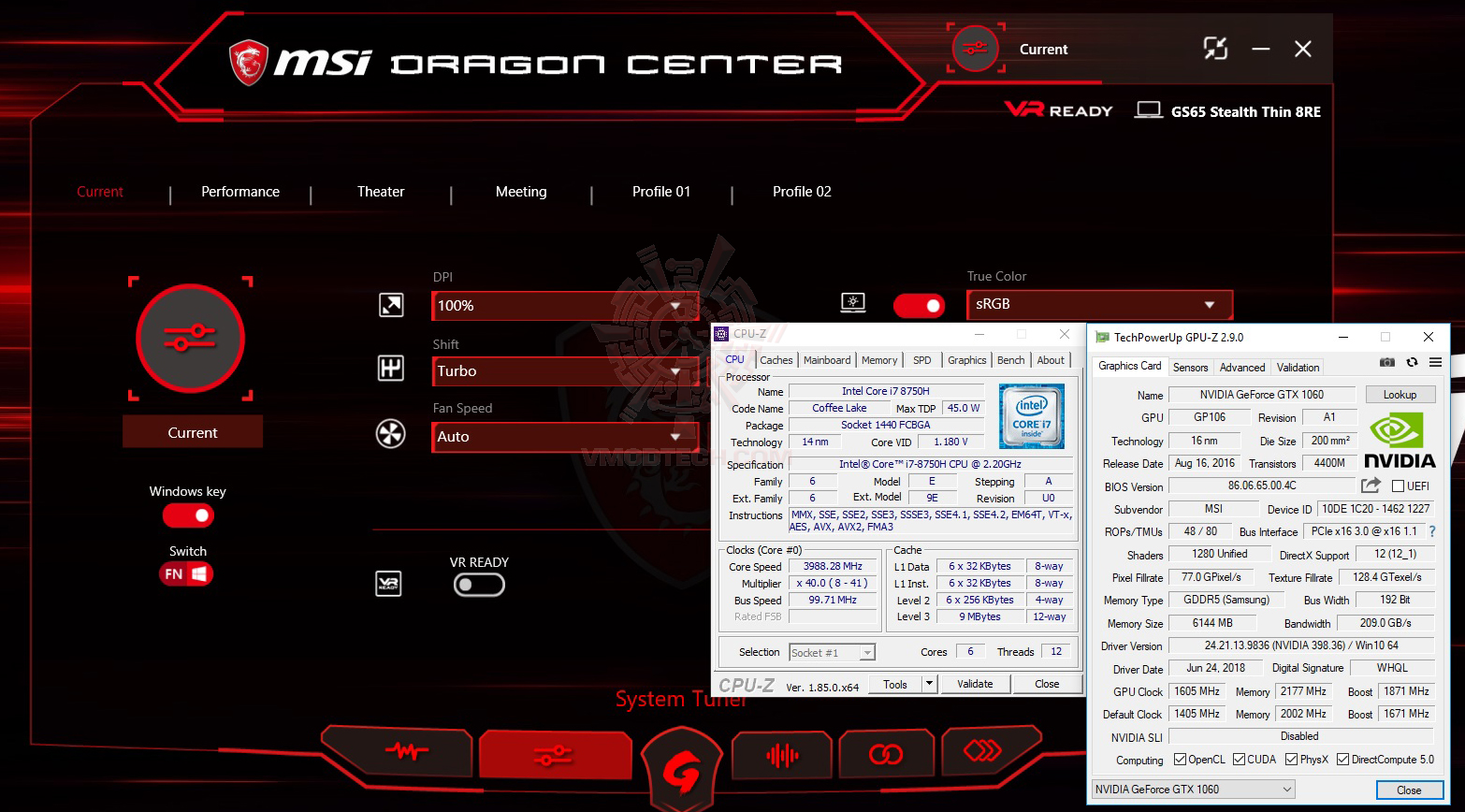 dragon center fan profile msi gs65 stealth thin