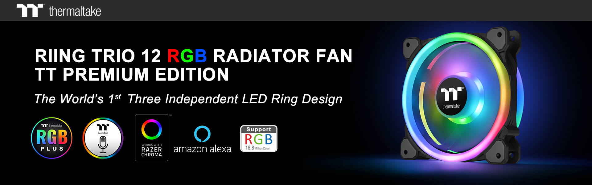 thermaltake releases riing trio 12 rgb radiator fan tt premium edition Thermaltake เปิดตัวพัดลมหม้อน้ำสุดแจ่ม Riing Trio 12 RGB Radiator Fan TT Premium Edition  