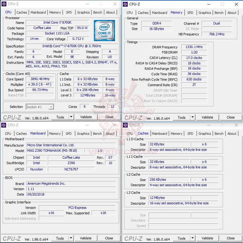 cpuid MSI MAG Z390 TOMAHAWK & Intel Core i7 8700K REVIEW