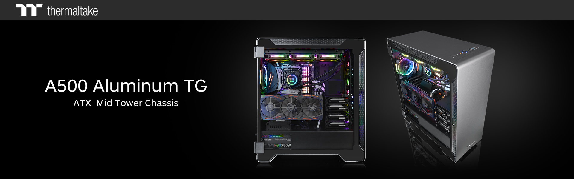 thermaltake a500 aluminum tempered glass edition mid tower chassis 1 Thermaltake แนะนำเคสอะลูมิเนียม A500 TG Aluminum Tempered Glass Edition Mid Tower Chassis รุ่นใหม่ล่าสุดที่เน้นความสวยงามหรูหรา 