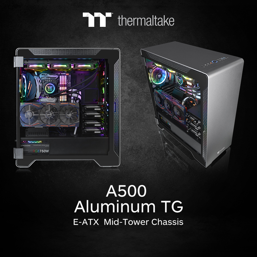 thermaltake a500 aluminum tempered glass edition mid tower chassis 2 Thermaltake แนะนำเคสอะลูมิเนียม A500 TG Aluminum Tempered Glass Edition Mid Tower Chassis รุ่นใหม่ล่าสุดที่เน้นความสวยงามหรูหรา 