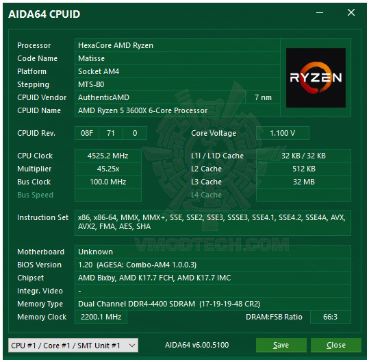 aida64 54 AMD RYZEN 5 3600X PROCESSOR REVIEW 