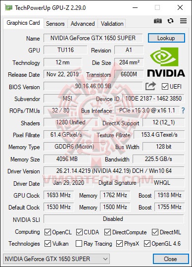 gpuoc MSI GeForce GTX 1650 SUPER GAMING X Review