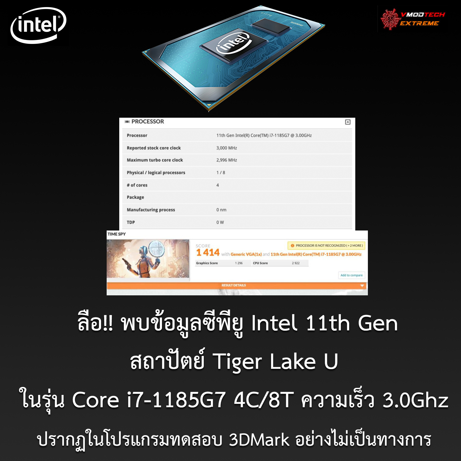 core i7 1185g7 3dmark data ลือ!! พบข้อมูลซีพียู Intel 11th Gen ในรุ่น Core i7 1185G7 ปรากฏในโปรแกรมทดสอบ 3DMark อย่างไม่เป็นทางการ 