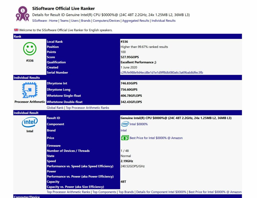 intel whitley sp cpu 24 core leaked sisoft 1030x791 หลุดผลทดสอบซีพียู Intel Ice Lake SP ในรหัส “Whitley” สถาปัตย์ขนาด 10nm จำนวนคอร์ 24C/48T ในโปรแกรม Geekbench และ Sisoft Sandra อย่างไม่เป็นทางการ 