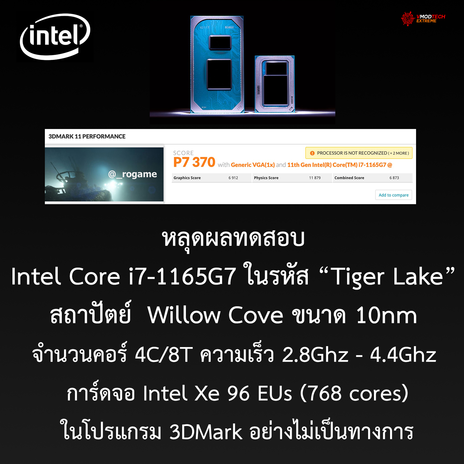 intel tiger lake benchmark 3dmark11 หลุดผลทดสอบ Intel Core i7 1165G7 ในรหัสรุ่น Tiger Lake ขนาดสถาปัตย์ 10nm ในโปรแกรม 3DMark อย่างไม่เป็นทางการ