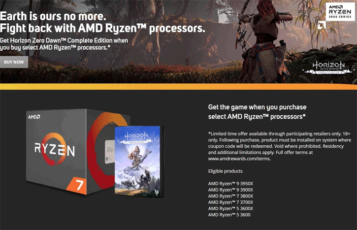 untitled 11 AMD เตรียมแจกโปรโมชั่นพิเศษเมื่อซื้อซีพียู AMD RYZEN 3000 แถมฟรีเกมส์ Horizon Zero Dawn เวอร์ชั่นพีซี คาดโปรโมชั่นเริ่มเดือนนี้ !!!