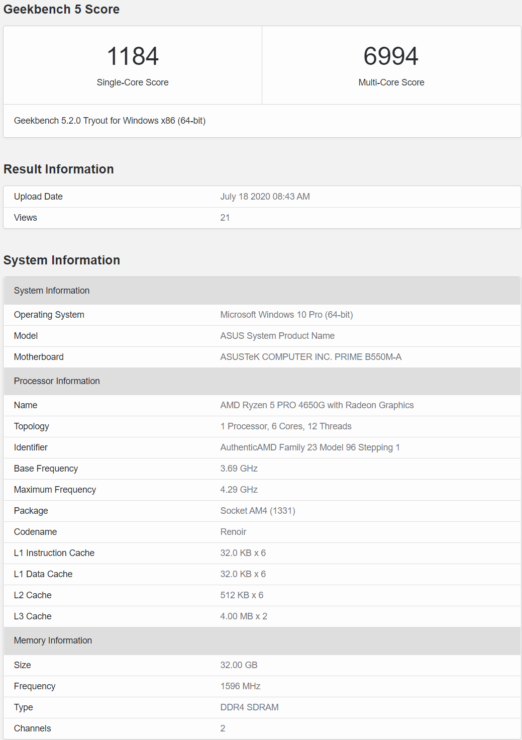 amd ryzen 5 pro 4650g renoir 6 core apu performance benchmark 522x740 หลุดผลทดสอบซีพียู AMD Ryzen 5 PRO 4650G และ Ryzen 3 PRO 4350G ในรหัส Renoir รุ่นใหม่ล่าสุดอย่างไม่เป็นทางการมีประสิทธิภาพแรงใกล้เคียง Ryzen 5 3600X และ Ryzen3 3300X คาดเปิดตัวในเร็วนี้  