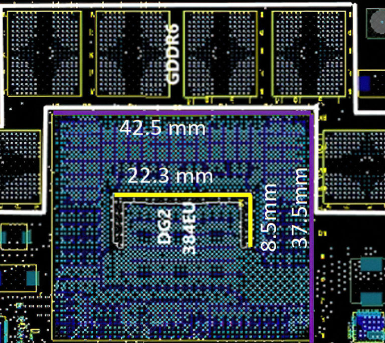 intel dg2 384eu pcb 1 768x684 หลุดข้อมูลการ์ดจอ Intel Xe ที่คาดว่าเป็นรุ่น DG2 มีจำนวนคอร์ 128 Execution Units 