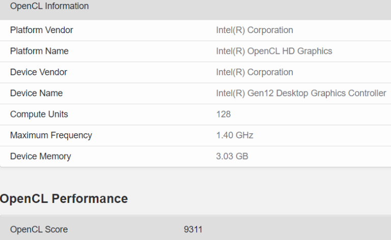 intel xe dg2 geekbench apisak 768x472 หลุดข้อมูลการ์ดจอ Intel Xe ที่คาดว่าเป็นรุ่น DG2 มีจำนวนคอร์ 128 Execution Units 