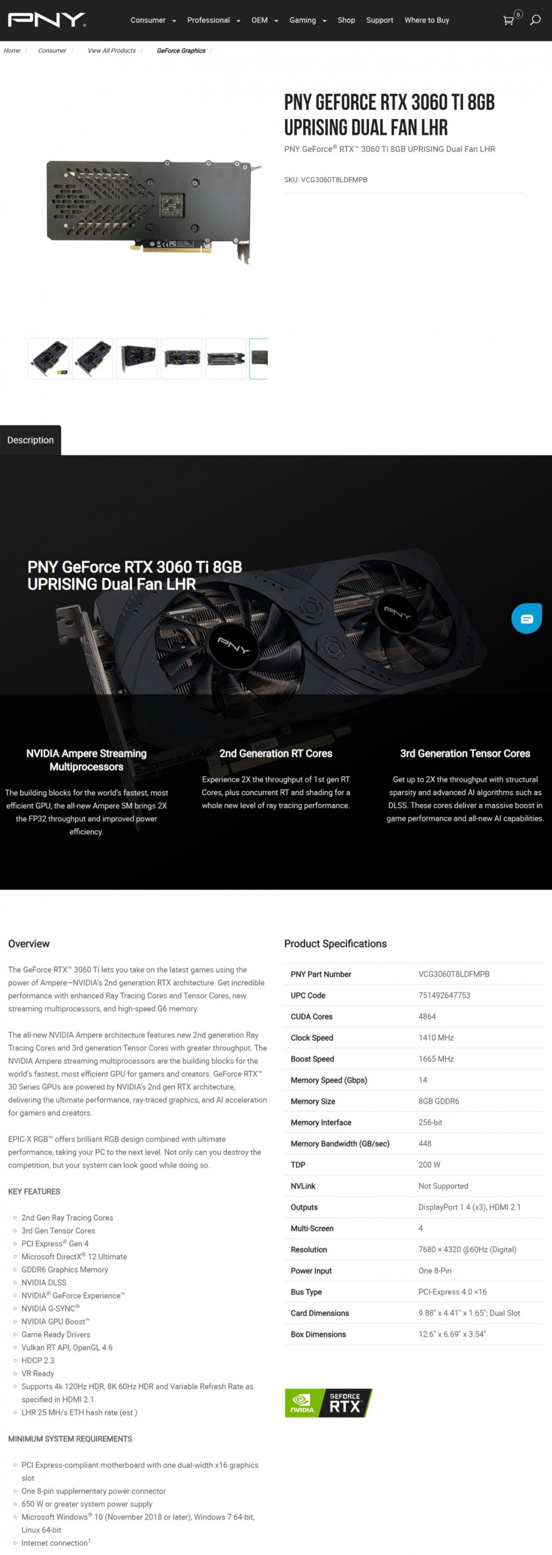  PNY GeForce RTX 3060 Ti 8GB UPRISING Dual Fan LHR Review