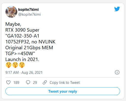 2021 08 27 11 46 46 ลือ!! การ์ดจอ NVIDIA GeForce RTX 3090 SUPER มีแบรนด์วิธสูงถึง 1TB/s เป็นครั้งแรกกับความเร็ว 21Gbps GDDR6X 