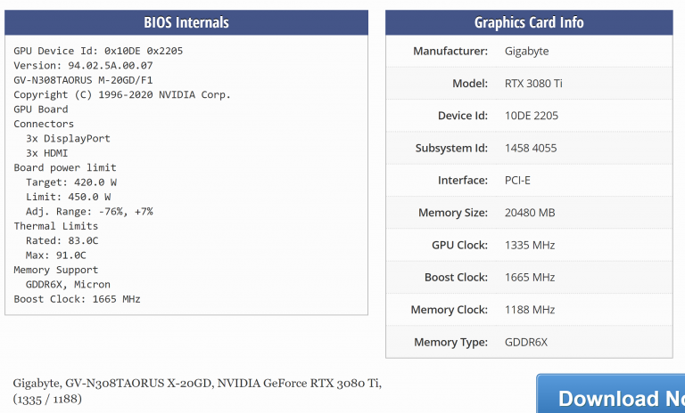 rtx3080 ti 20gb bios 768x464 หลุดผลทดสอบ Nvidia Geforce RTX 3080 Ti ความจุ 20GB รุ่นใหม่มีผลทดสอบขุด ETH แรงมากถึง 94 MH/s กันเลยทีเดียว 