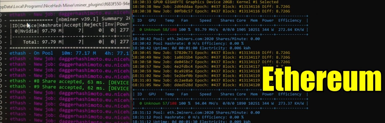 rtx3080ti mining eth 1600x513 หลุดผลทดสอบ Nvidia Geforce RTX 3080 Ti ความจุ 20GB รุ่นใหม่มีผลทดสอบขุด ETH แรงมากถึง 94 MH/s กันเลยทีเดียว 