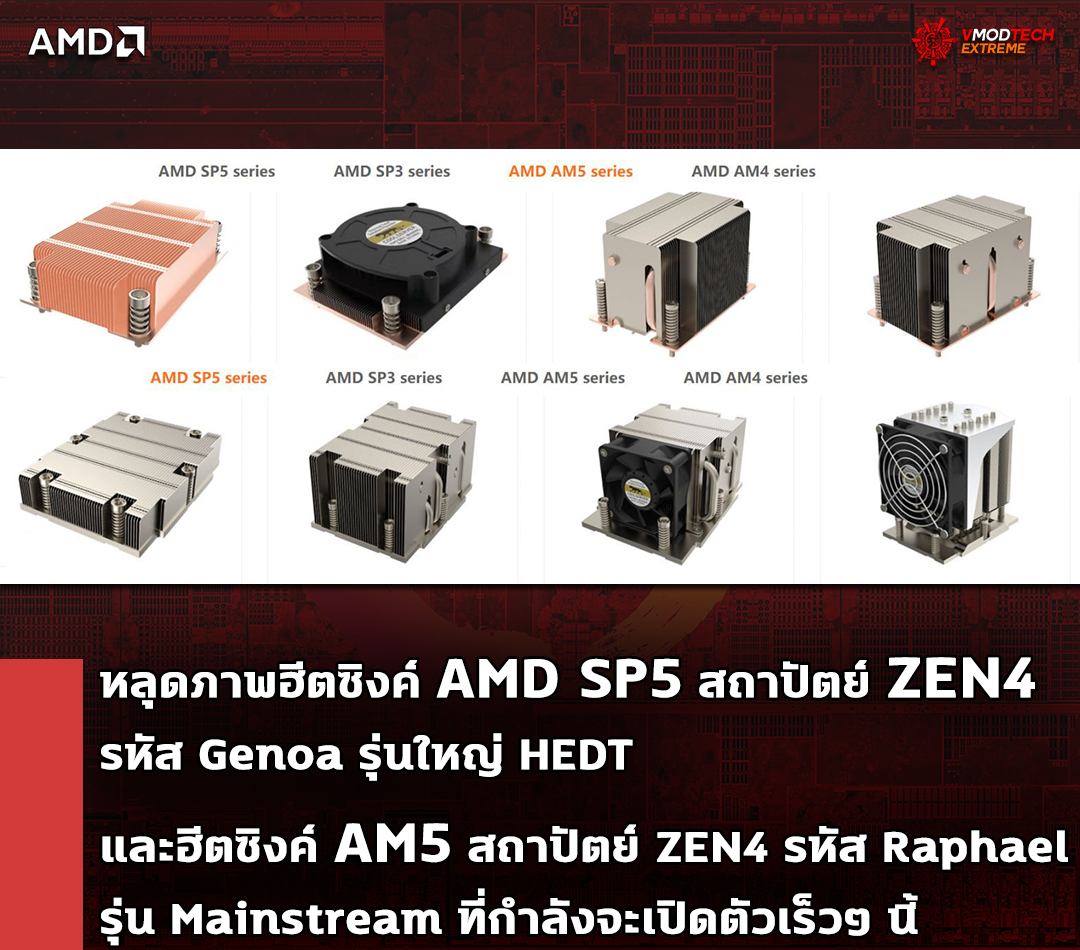 amd am5 cooling หลุดภาพฮีตซิงค์ AMD SP5 สถาปัตย์ ZEN4 รหัส Genoa รุ่นใหญ่ HEDT และฮีตซิงค์ AM5 สถาปัตย์ ZEN4 รหัส Raphael รุ่น Mainstream ที่กำลังจะเปิดตัวเร็วๆ นี้