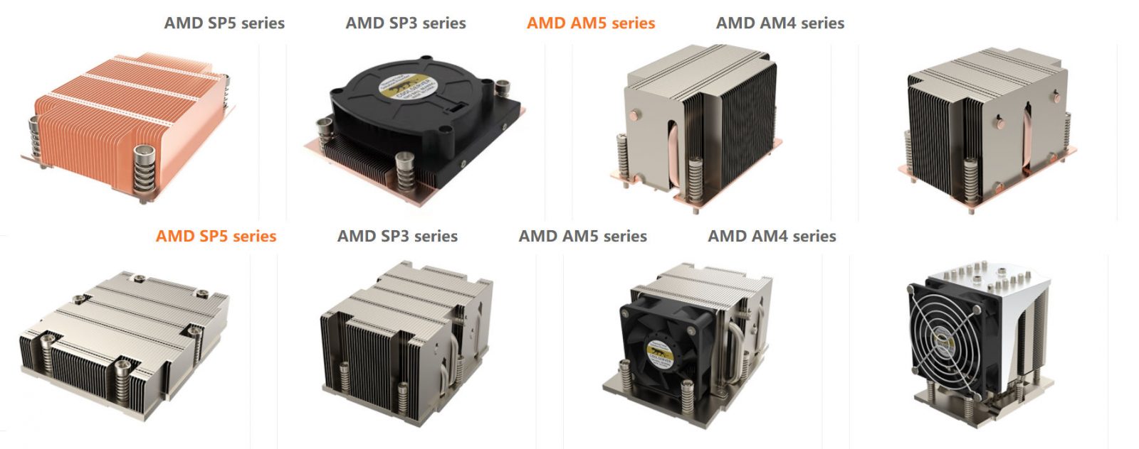 amd sp5 and am5 coolers 1600x632 หลุดภาพฮีตซิงค์ AMD SP5 สถาปัตย์ ZEN4 รหัส Genoa รุ่นใหญ่ HEDT และฮีตซิงค์ AM5 สถาปัตย์ ZEN4 รหัส Raphael รุ่น Mainstream ที่กำลังจะเปิดตัวเร็วๆ นี้