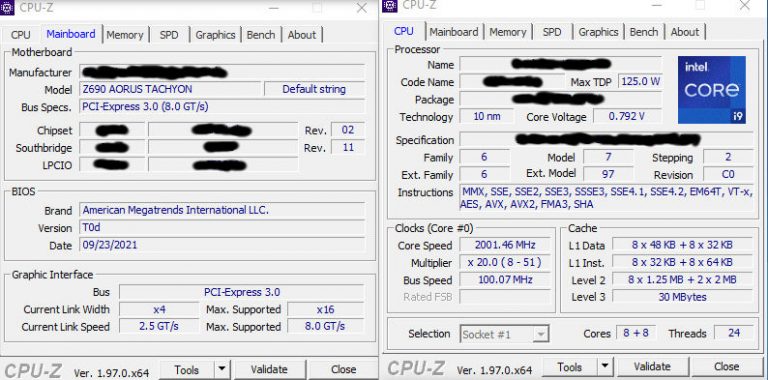 intel core i9 12900k cpuz 768x380 พบข้อมูลซีพียู Intel Core i9 12900K โอเวอร์คล๊อกแรมทะลุบัส 8000Mhz เป็นที่เรียบร้อย 