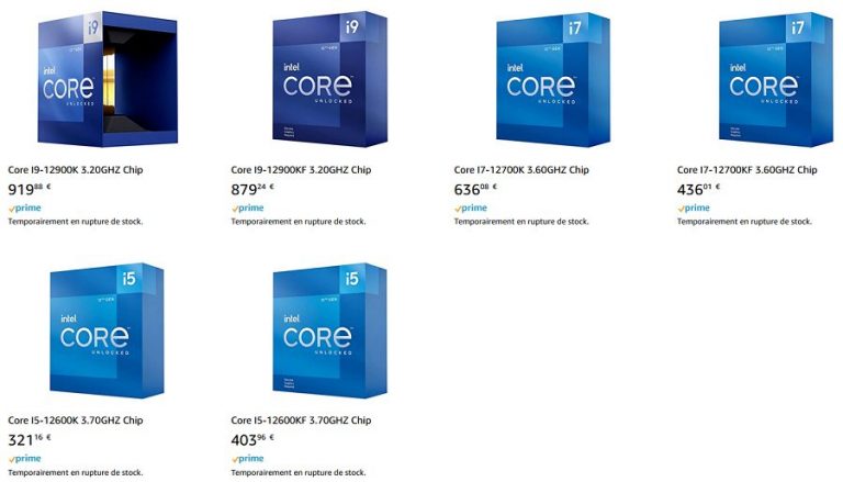 amazon france 768x439 พบข้อมูลซีพียู Intel Core i9 12900K รหัส Alder Lake รุ่นที่ 12 ใหม่ล่าสุดเริ่มวางขายแล้วอยู่ที่ราคา 847 EUR ยูโร รวมภาษี 21% ใน Amazon ที่ประเทศเนเธอร์แลนด์