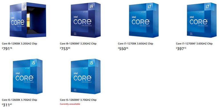 amazon uk 768x386 พบข้อมูลซีพียู Intel Core i9 12900K รหัส Alder Lake รุ่นที่ 12 ใหม่ล่าสุดเริ่มวางขายแล้วอยู่ที่ราคา 847 EUR ยูโร รวมภาษี 21% ใน Amazon ที่ประเทศเนเธอร์แลนด์