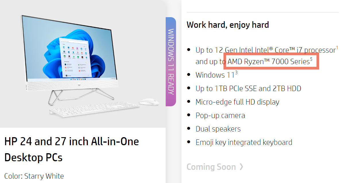 amd ryzen 7000 hero 2 พบข้อมูลซีพียู AMD Ryzen 7000ซีรี่ย์ในเครื่อง HP All in One 