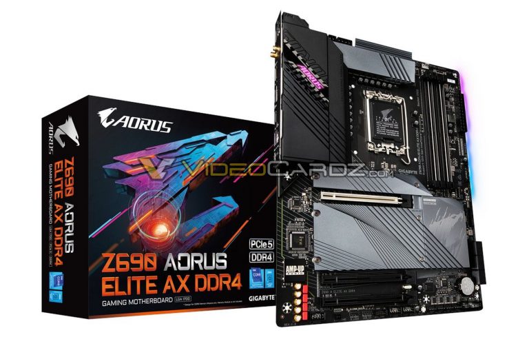 gigabyte z690 aorus elite ax ddr4 videocardz 768x489 หลุดภาพเมนบอร์ด Gigabyte AORUS Z690 Master รองรับแรม DDR5 ซ็อกเก็ต LGA1700 และ PCIe 5.0 รุ่นใหม่ล่าสุด