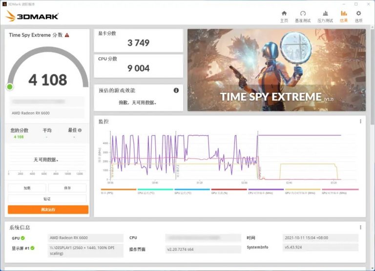 core i9 12900k 3dmark time spy extreme 768x555 หลุดผลทดสอบซีพียู Intel Core i9 12900K ทดสอบร่วมกับการ์ดจอ AMD Radeon RX 6600 อย่างไม่เป็นทางการ